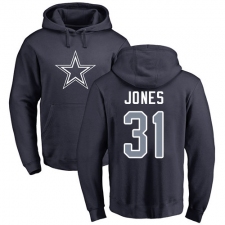 NFL Nike Dallas Cowboys #31 Byron Jones Navy Blue Name & Number Logo Pullover Hoodie