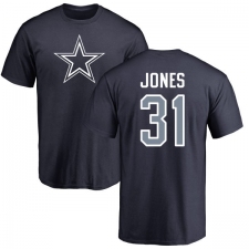NFL Nike Dallas Cowboys #31 Byron Jones Navy Blue Name & Number Logo T-Shirt