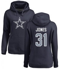 NFL Women's Nike Dallas Cowboys #31 Byron Jones Navy Blue Name & Number Logo Pullover Hoodie