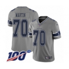 Men's Dallas Cowboys #70 Zack Martin Limited Gray Inverted Legend 100th Season Football Jersey