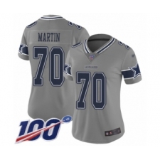 Women's Dallas Cowboys #70 Zack Martin Limited Gray Inverted Legend 100th Season Football Jersey