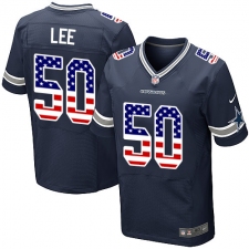 Men's Nike Dallas Cowboys #50 Sean Lee Elite Navy Blue Home USA Flag Fashion NFL Jersey