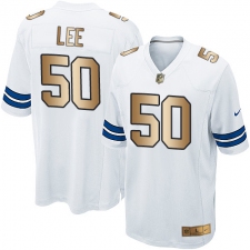 Youth Nike Dallas Cowboys #50 Sean Lee Elite White/Gold NFL Jersey