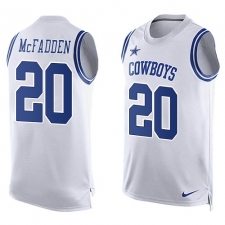 Men's Nike Dallas Cowboys #20 Darren McFadden Limited White Player Name & Number Tank Top NFL Jersey