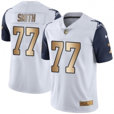Men's Nike Dallas Cowboys #77 Tyron Smith Limited White/Gold Rush NFL Jersey