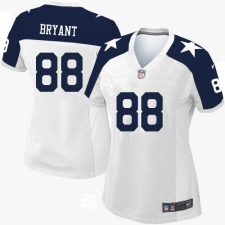 Women's Nike Dallas Cowboys #88 Dez Bryant Elite White Throwback Alternate NFL Jersey