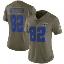 Women's Nike Dallas Cowboys #82 Jason Witten Limited Olive 2017 Salute to Service NFL Jersey
