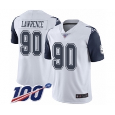 Men's Dallas Cowboys #90 DeMarcus Lawrence Limited White Rush Vapor Untouchable 100th Season Football Jersey