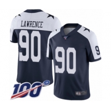 Men's Dallas Cowboys #90 DeMarcus Lawrence Navy Blue Throwback Alternate Vapor Untouchable Limited Player 100th Season Football Jersey