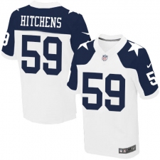 Men's Nike Dallas Cowboys #59 Anthony Hitchens Elite White Throwback Alternate NFL Jersey