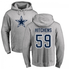 NFL Nike Dallas Cowboys #59 Anthony Hitchens Ash Name & Number Logo Pullover Hoodie