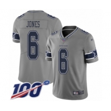 Men's Dallas Cowboys #6 Chris Jones Limited Gray Inverted Legend 100th Season Football Jersey