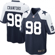 Men's Nike Dallas Cowboys #98 Tyrone Crawford Game Navy Blue Throwback Alternate NFL Jersey
