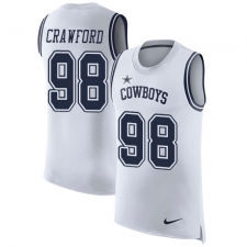 Men's Nike Dallas Cowboys #98 Tyrone Crawford Limited White Rush Player Name & Number Tank Top NFL Jersey