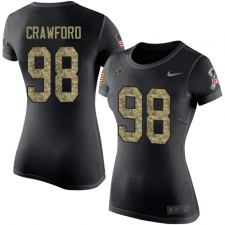 NFL Women's Nike Dallas Cowboys #98 Tyrone Crawford Black Camo Salute to Service T-Shirt