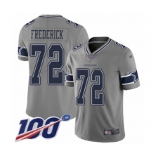 Men's Dallas Cowboys #72 Travis Frederick Limited Gray Inverted Legend 100th Season Football Jersey