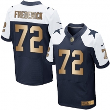 Men's Nike Dallas Cowboys #72 Travis Frederick Elite Navy/Gold Throwback Alternate NFL Jersey