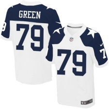 Men's Nike Dallas Cowboys #79 Chaz Green Elite White Throwback Alternate NFL Jersey