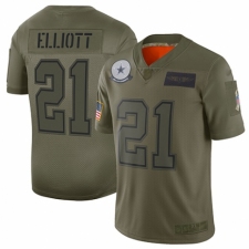 Men's Dallas Cowboys #21 Ezekiel Elliott Limited Camo 2019 Salute to Service Football Jersey