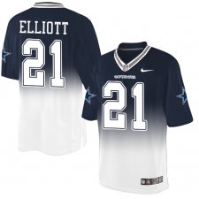 Men's Nike Dallas Cowboys #21 Ezekiel Elliott Elite Navy/White Fadeaway NFL Jersey