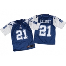 Men's Nike Dallas Cowboys #21 Ezekiel Elliott Elite Navy/White Throwback NFL Jersey