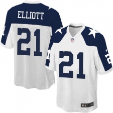 Men's Nike Dallas Cowboys #21 Ezekiel Elliott Game White Throwback Alternate NFL Jersey