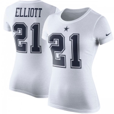 NFL Women's Nike Dallas Cowboys #21 Ezekiel Elliott White Rush Pride Name & Number T-Shirt