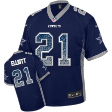 Youth Nike Dallas Cowboys #21 Ezekiel Elliott Elite Navy Blue Drift Fashion NFL Jersey