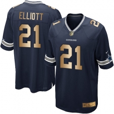 Youth Nike Dallas Cowboys #21 Ezekiel Elliott Elite Navy/Gold Team Color NFL Jersey