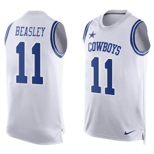 Men's Nike Dallas Cowboys #11 Cole Beasley Limited White Player Name & Number Tank Top NFL Jersey