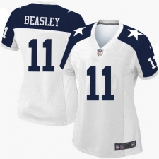 Women's Nike Dallas Cowboys #11 Cole Beasley Elite White Throwback Alternate NFL Jersey