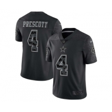 Men's Dallas Cowboys #4 Dak Prescott Black Reflective Limited Stitched Football Jersey