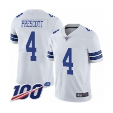 Men's Dallas Cowboys #4 Dak Prescott White Vapor Untouchable Limited Player 100th Season Football Jersey