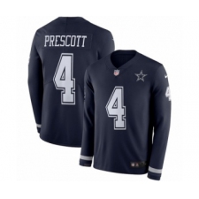 Men's Nike Dallas Cowboys #4 Dak Prescott Limited Navy Blue Therma Long Sleeve NFL Jersey
