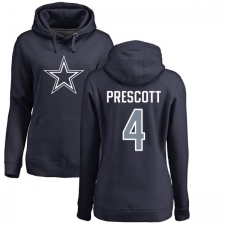 NFL Women's Nike Dallas Cowboys #4 Dak Prescott Navy Blue Name & Number Logo Pullover Hoodie