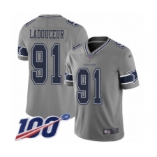 Men's Dallas Cowboys #91 L. P. Ladouceur Limited Gray Inverted Legend 100th Season Football Jersey