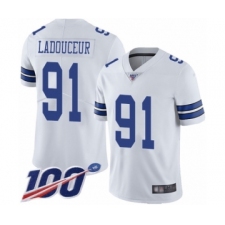 Men's Dallas Cowboys #91 L. P. Ladouceur White Vapor Untouchable Limited Player 100th Season Football Jersey