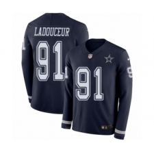 Men's Nike Dallas Cowboys #91 L. P. Ladouceur Limited Navy Blue Therma Long Sleeve NFL Jersey