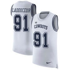 Men's Nike Dallas Cowboys #91 L. P. Ladouceur Limited White Rush Player Name & Number Tank Top NFL Jersey