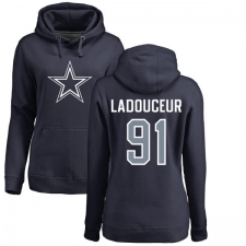 NFL Women's Nike Dallas Cowboys #91 L. P. Ladouceur Navy Blue Name & Number Logo Pullover Hoodie