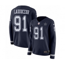 Women's Nike Dallas Cowboys #91 L. P. Ladouceur Limited Navy Blue Therma Long Sleeve NFL Jersey