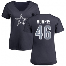 NFL Women's Nike Dallas Cowboys #46 Alfred Morris Navy Blue Name & Number Logo Slim Fit T-Shirt