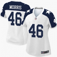 Women's Nike Dallas Cowboys #46 Alfred Morris Game White Throwback Alternate NFL Jersey