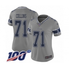 Women's Dallas Cowboys #71 La'el Collins Limited Gray Inverted Legend 100th Season Football Jersey