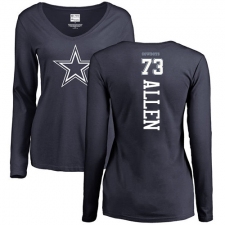 NFL Women's Nike Dallas Cowboys #73 Larry Allen Navy Blue Backer Slim Fit Long Sleeve T-Shirt
