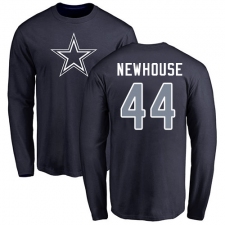 NFL Nike Dallas Cowboys #44 Robert Newhouse Navy Blue Name & Number Logo Long Sleeve T-Shirt