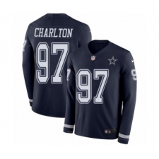 Men's Nike Dallas Cowboys #97 Taco Charlton Limited Navy Blue Therma Long Sleeve NFL Jersey