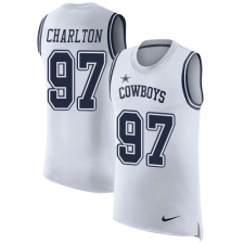 Men's Nike Dallas Cowboys #97 Taco Charlton Limited White Rush Player Name & Number Tank Top NFL Jersey
