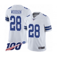 Men's Dallas Cowboys #28 Darren Woodson White Vapor Untouchable Limited Player 100th Season Football Jersey