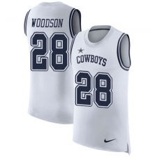 Men's Nike Dallas Cowboys #28 Darren Woodson Limited White Rush Player Name & Number Tank Top NFL Jersey